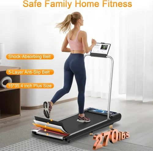 Vista 3 de Almohadilla para caminadora con 0-8% de inclinación, alfombrilla de caminadora de 2.5 HP para el hogar y la oficina, cinta de correr portátil