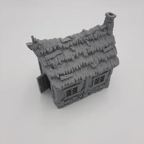 Vista 8 de Cottage - RPG - Calabozos y Dragones - DND - Pathfinder - Señor del Anillo - Figura miniatura (gris/sin pintar) (Techo de tejas)