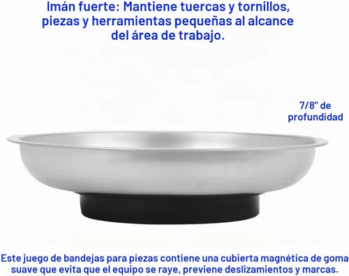 Vista 3 de VASTOOLS Bandeja de piezas magnéticas 3 unidades, cuenco redondo de piezas magnéticas de 6 pulgadas, acero inoxidable, para tornillo, enchufe