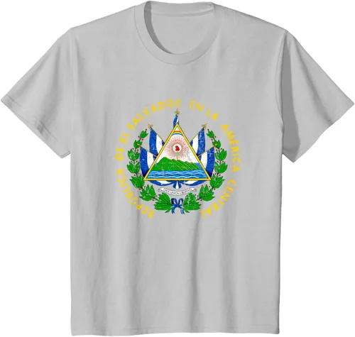 Vista 33 de Escudo de armas de El Salvador Salvadoran Distressed Design T-Shirt