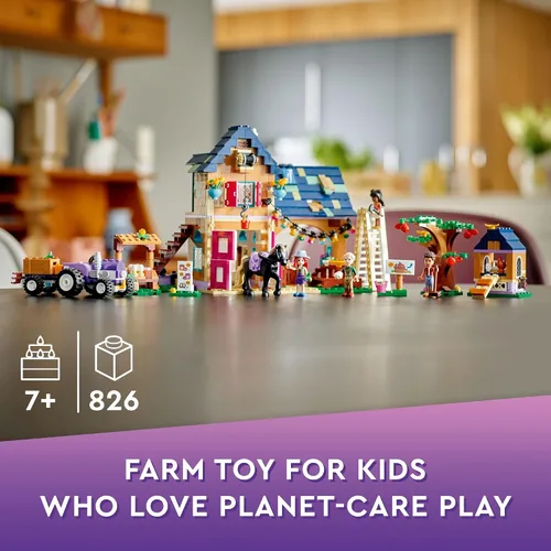 Vista 3 de LEGO Friends 41721 - Juego de casa de granja orgánica con caballo de juguete, estable, tractor y remolque, más figuras de animales, para niños