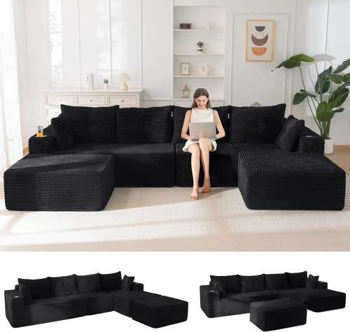 Vista 21 de MAXYOYO - Sofá deshuesado, sofá seccional en forma de L de 104 pulgadas, diván orientado hacia la derecha