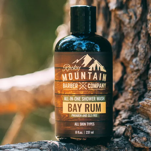 Vista 8 de Rocky Mountain Barber Company Bay Rum - Jabón corporal todo en uno, champú, gel de baño, acondicionador, lavado facial y lavado de barba con jugo