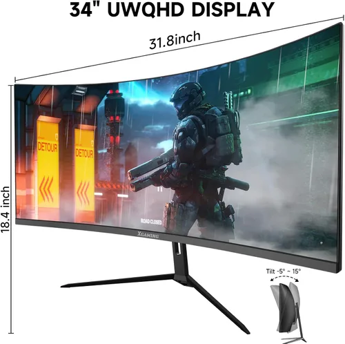 Vista 8 de memzuoix Monitor Gaming (WQHD165HZ, 34 pulgadas)