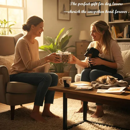 Vista 3 de NAN ZAI NAN FANG Caja de recuerdo de regalo para amantes de los perros para niñas y mujeres, contiene tesoros tallados a una niña y su perro