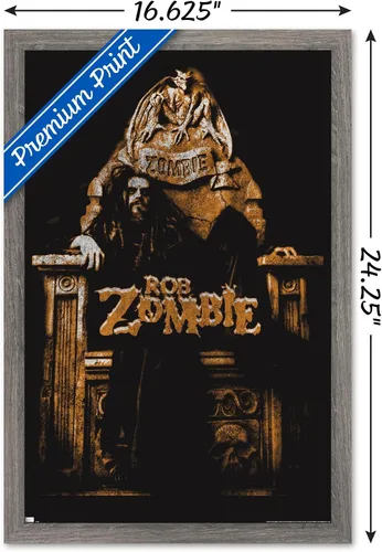 Vista 3 de Trends International Rob Zombie - Póster de pared de trono, 14.72 x 22.37 pulgadas, versión enmarcada de madera de granero Versión enmarcada Barnwood