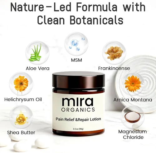 Vista 3 de Mira Loción Natural Relief & Repair Lotion, fórmula de absorción rápida y no grasa para calmar las molestias musculares y articulares, mezcla