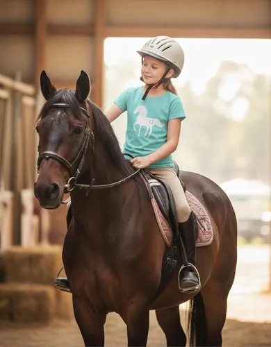 Vista 6 de Tstars Camiseta patriótica para niñas, diseño de caballos, bandera de Caballos / Azul frío