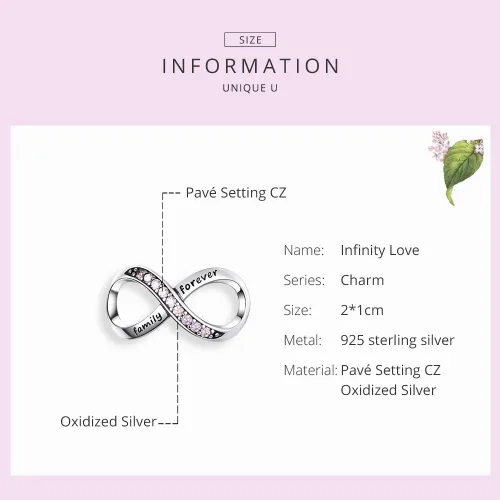 Vista 27 de Abalorios de plata de ley para pulseras, collares, familia para siempre, circonita cúbica, regalo de joyería para mujeres
