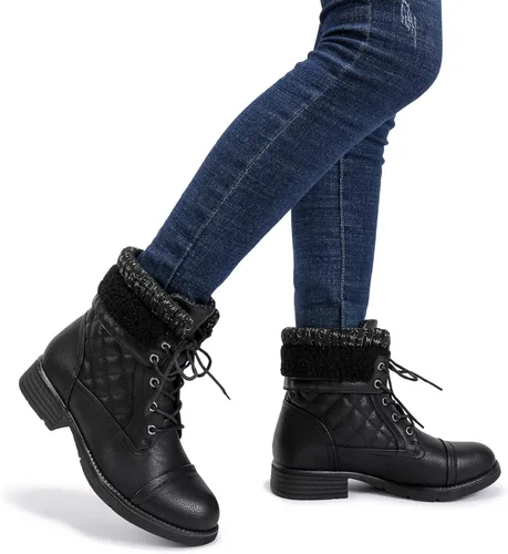 Vista 34 de STQ Botas de combate con cordones para mujer