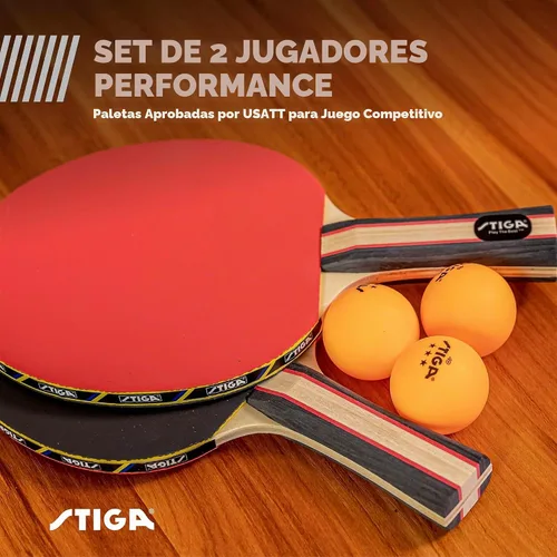 Vista 2 de STIGA Performance 2 or 4 Player Table Tennis Set – USATT Approved Rackets and 3-Star Balls – 5-Ply Blade & Flared Handle – Perfect for Skill