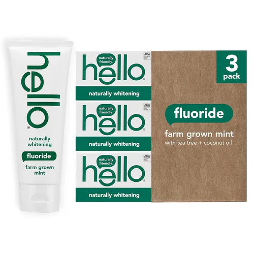 Vista 2 de Hello Pasta de dientes con flúor blanqueadora natural (paquete de 3) y pasta de dientes épicas con carbón activado sin flúor