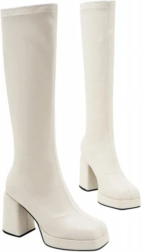 Vista 3 de JINFAXIE Botas altas hasta la rodilla con plataforma para mujer