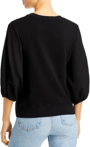 Vista 2 de Monrow Women's Ht1135-knit Woven Puff Sleeve Sweatshirt