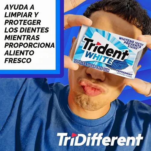 Vista 7 de Chicle Trident White de menta piperita sin azúcar, 9 paquetes de 16 piezas (144 piezas en total)