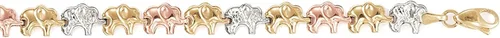 Vista 3 de Ross-Simons Pulsera de elefante de oro tricolor de 14 quilates de 7 pulgadas, Oro, no conocido