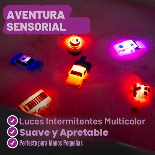 Vista 4 de Tub Works® Emergency™ Cars - Juguetes de baño iluminados, paquete de 6 Juguetes iluminados activados por agua parpadean y cambian
