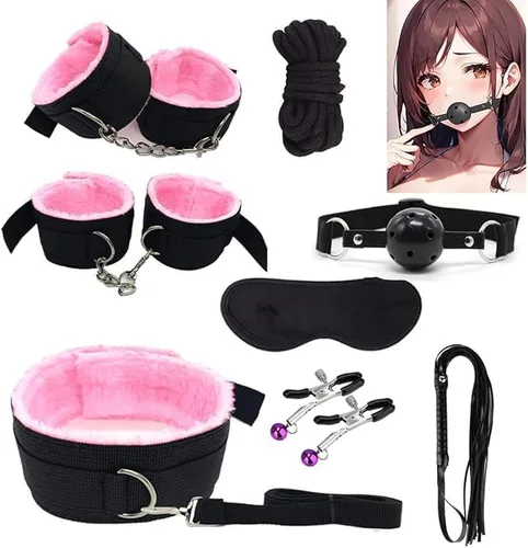 Vista 2 de Kit sexual para parejas, BDSM, juegos de bondage de cuero, kits sexuales de restricción, esclavitud sexual para parejas adultas, brazalete sexual