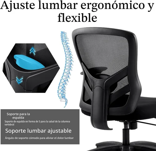 Vista 6 de YFO Silla de oficina grande y alta, 500 libras, silla ergonómica de malla