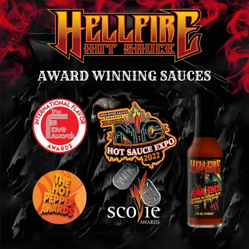 Vista 7 de Hellfire Fear This! Salsa picante galardonada Carolina Reaper de 5.0 fl oz