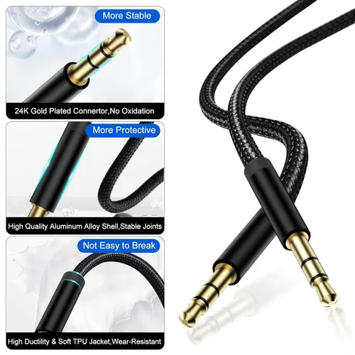 Vista 4 de xiwxi Cable de audio de 0.138 in macho a macho, con adaptador tipo C a conector hembra de 0.138 in, entrada auxiliar de audio, cable auxiliar
