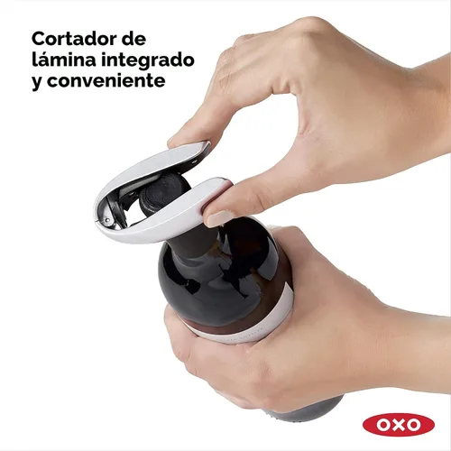 Vista 7 de OXO Sacacorchos de Palanca Vertical de Acero con Cortador de Papel de Aluminio Extraíble