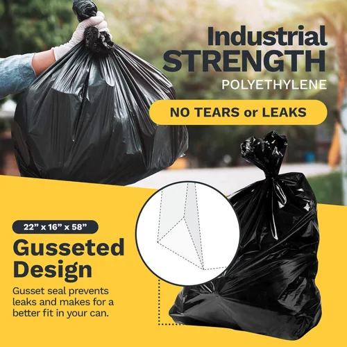 Vista 4 de ToughBag Bolsas de basura de 55-60 galones (100 unidades) (negro, 58 x 38 pies)