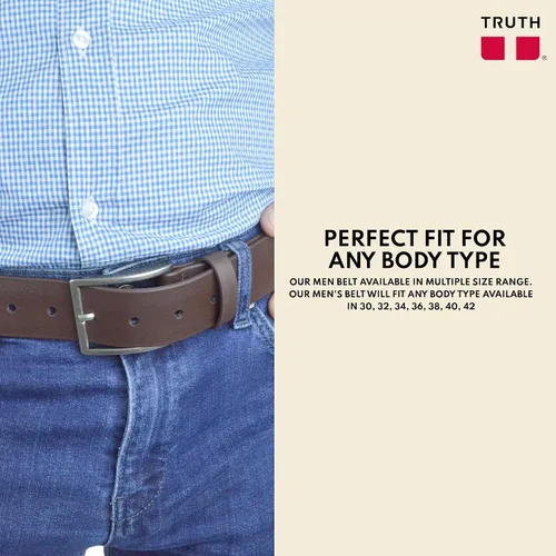 Vista 3 de Truth El cinturón vegano para hombre tiene un diseño clásico para cada ocasión, cinturones de trabajo perfectos para hombres, cinturones duraderos