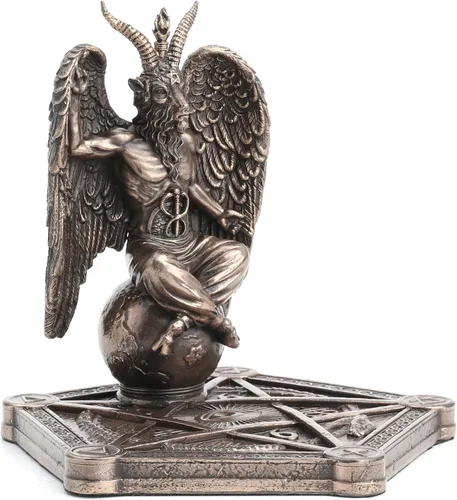 Vista 2 de Veronese Design Quemador de incienso Baphomet de 4 1/2 pulgadas, estatua de resina de pentagrama, acabado de bronce