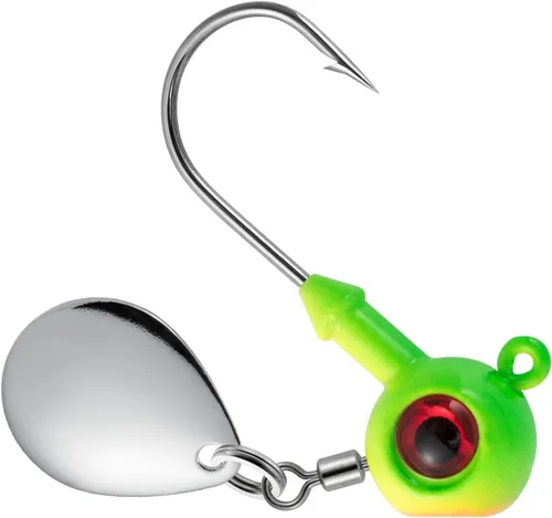Vista 10 de Dr.Fish 10 Pack Cabezas de Jig Underspin Señuelos de Natación de Agua Dulce Bola Jig Anzuelos de Pesca de Lubina y Lucioperca Hoja de Colorado