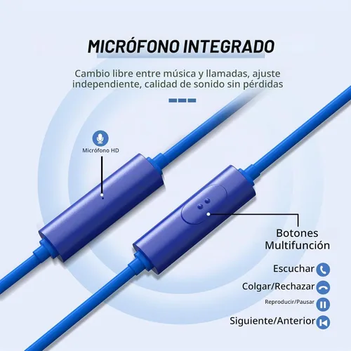 Vista 4 de MORMOQUE EP-06 Auriculares con cable intrauditivos, auriculares con micrófono incorporado y aislamiento de ruido, conector de 3.5mm, cable de 4.9