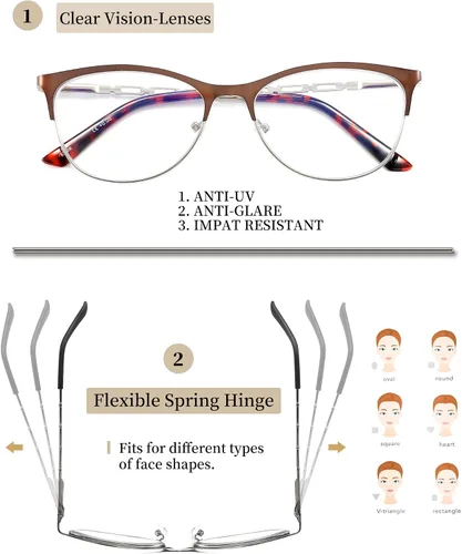 Vista 3 de 3 Pack Reading Glasses Women Blue Light Blocking Metal Computer Spring Hinge Readers