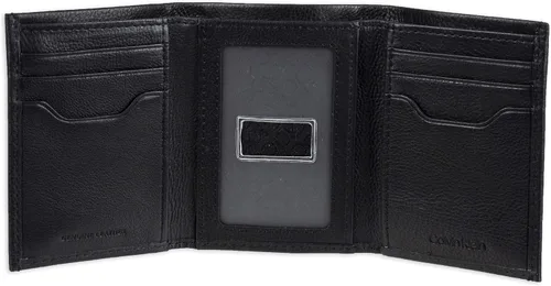 Vista 5 de Conjunto de billetera de tres compartimentos y llavero de cuero de Calvin Klein para hombres