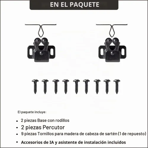 Vista 2 de Keenkee 2 piezas de cierre de gabinete con pestillo de doble rodillo, hardware para puertas de armario, negro niquelado Hardware para cierres