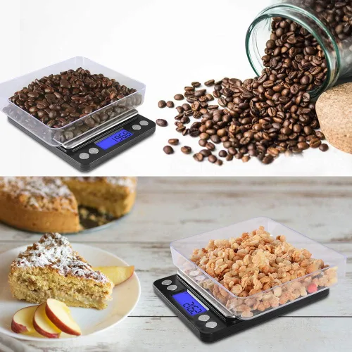 Vista 8 de Fuzion - Báscula digital de cocina de 105.82 oz, gramo y onza 0.1g Accuracy, 6 Modes, 2 Trays Included, LCD Display, Tare, Piece Counting, For