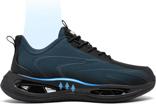 Vista 5 de LARNMERN Zapatillas de deporte con punta de acero para hombre, zapatos de seguridad de trabajo, zapatos ligeros Infinity PRO Series