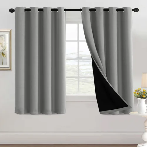 Vista 15 de H.VERSAILTEX Cortinas 100% de opacidad con aislamiento térmico, cortinas opacas completas para sala de estar, cortinas de ventana de eficiencia