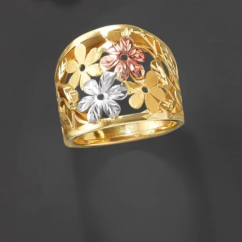 Vista 4 de Ross-Simons Italian 14kt Tri-Colored Gold Floral Ring