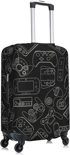 Vista 4 de Lukbfall Fundas elásticas lavables para equipaje con patrón de controlador de videojuegos, protector de equipaje para maleta de viaje, funda