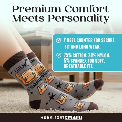 Vista 23 de Moonlight Makers Funny Colored Socks, Novelty Socks, Stocking Stuffer, Unisex Socks