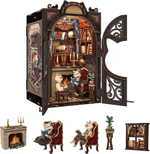 Vista 11 de Fsolis Kit de rincón de libro japonés - Kit de casa en miniatura de bricolaje