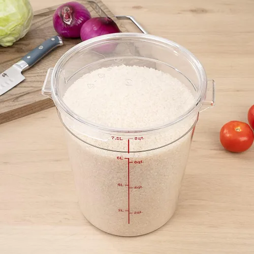 Vista 4 de Restaurantware Met Lux - Contenedor de almacenamiento de alimentos de 8 cuartos de galón, 1 recipiente redondo de almacenamiento comercial, tapa se