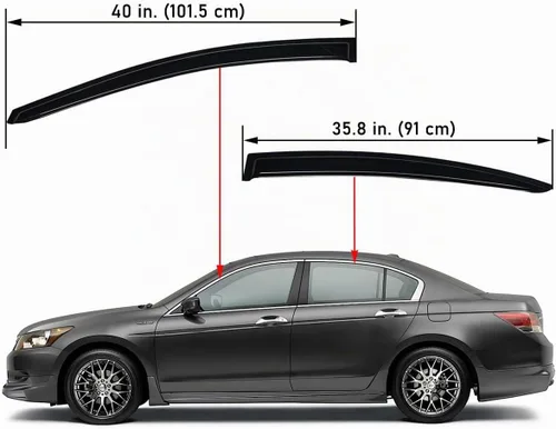 Vista 2 de Lightronic Visera de ventana de ventilación automática de montaje exterior extraduradera, se adapta a Honda Accord 2008-2012 (Sedan), protección UV