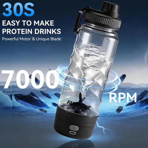 Vista 9 de FANS-ONE Botella mezcladora eléctrica de proteínas, mezcladora eléctrica recargable USB C de 24 onzas, tazas agitadoras para batidos de proteínas