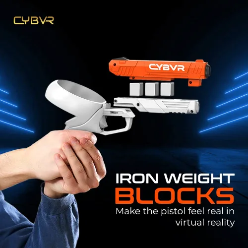 Vista 2 de CYBVR Weighted P-istol Grip Controller Attachment for Meta Quest 2, G-un Weight Feels Real, G-un Stock for OculusMeta Quest 2, VR Accessories for