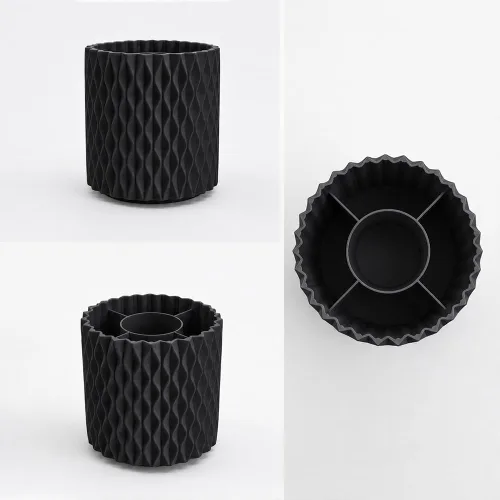 Vista 7 de Lebenrich Aesthetic Black Pen Holder for Desk, Rotating Plastic Desk Pencil Holder Organizer for Home School Office
