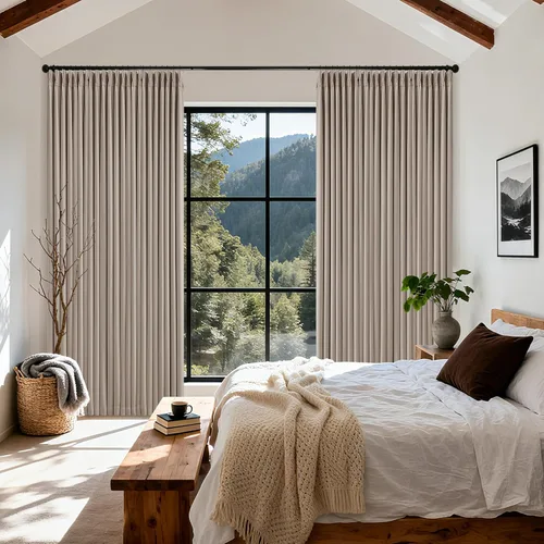 Vista 130 de Juego de 2 paneles de cortinas plisadas negras de 80 pulgadas para sala de estar, cortinas plisadas de lino con forro de 80 pulgadas de largo, 100%