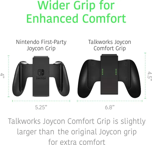 Vista 4 de TALK WORKS Joycon Comfort Grip for Nintendo Switch - Joy-Con Controller Game Accessories Handheld Joystick Remote Control Holder Joy Con Kit - Black