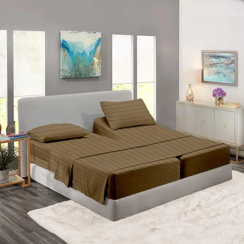 Vista 6 de Rajlinen Split Queen Sheet Set for Adjustable Bed, 100% Egyptian Cotton, 5 Piece Set, Dual 16" Deep Pocket Fitted Sheets, Soft, Cooling, Breathable
