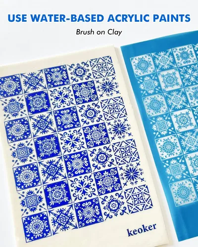 Vista 3 de KEOKER 3 plantillas de pantalla de seda para azulejos para arcilla polimérica, plantilla de arcilla polimérica con patrón de azulejos Corazón